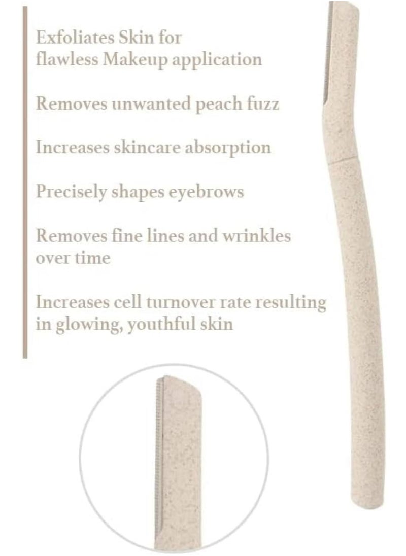 Kanza - 6 Pcs Eyebrow Razor Set Face Razor Eyebrow Shaper Recycled Wheat Straw Material Face Facial Razors Biodegradable Eyebrow Razor Eco Friendly Facial Hair Remover Stainless Steel Brow Razor - Image 1