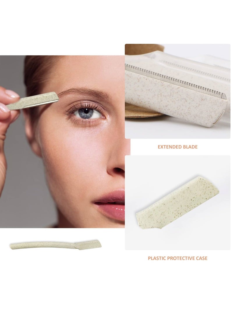Kanza - 6 Pcs Eyebrow Razor Set Face Razor Eyebrow Shaper Recycled Wheat Straw Material Face Facial Razors Biodegradable Eyebrow Razor Eco Friendly Facial Hair Remover Stainless Steel Brow Razor - Image 1