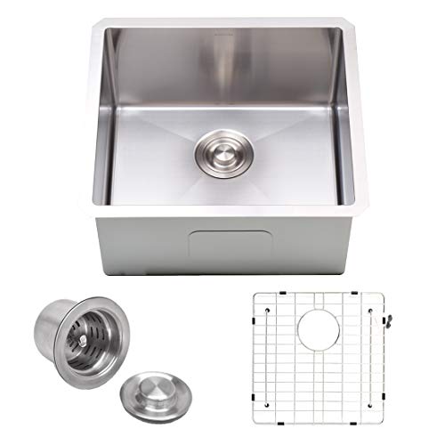 VADANIA 20-inch Kitchen Bar Sink, 20"x18"x10", Single Bowl, Undermount, 18 Gauge T304 Stainless Steel, Satin Finish, with Strainer & Bottom Grid, cUPC listed - Image 1