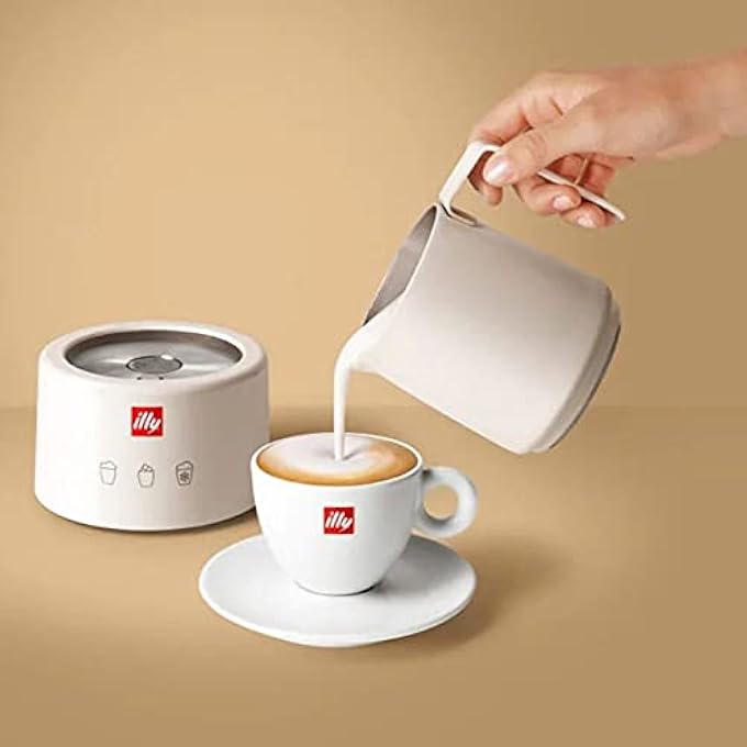 Illy Electric Milk Frother By Piero Lissoni For Hot  Cold Milk Foam  Hot Chocolate White - Image 4