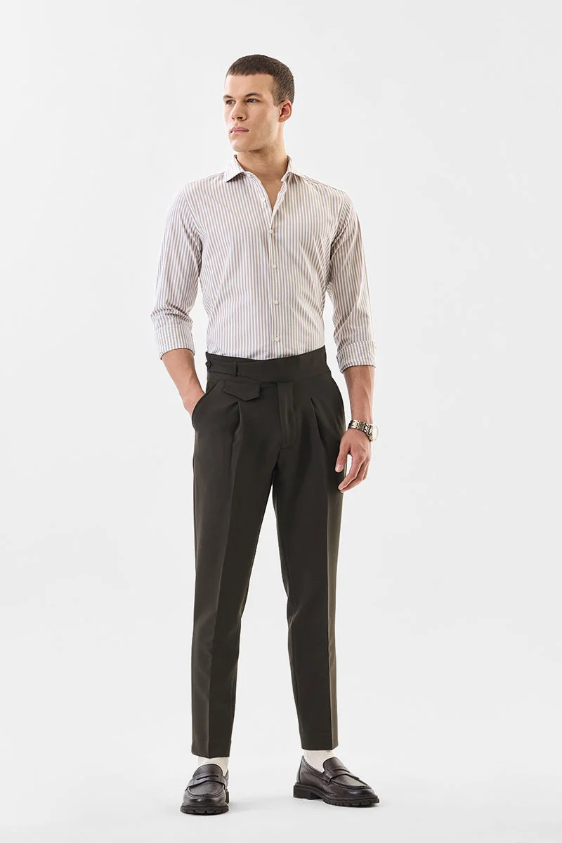 سنيتش Brown Solid Loose Fit Formal Trousers