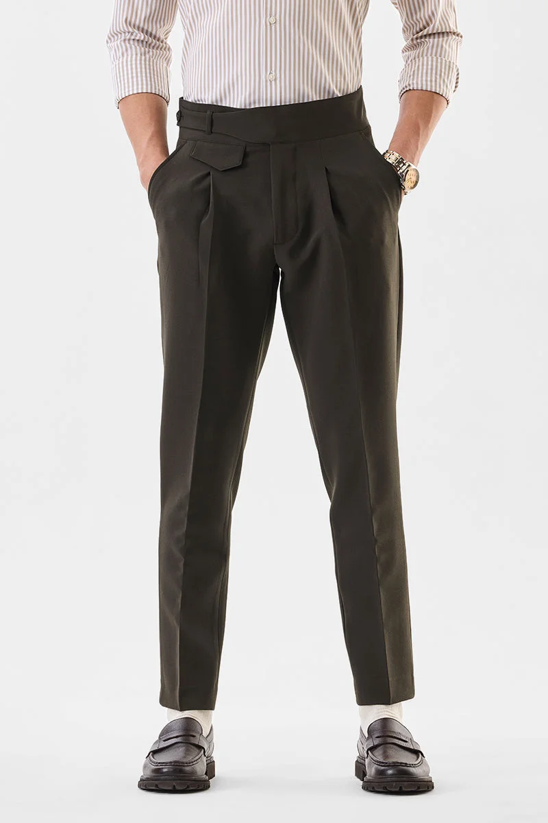 سنيتش Brown Solid Loose Fit Formal Trousers
