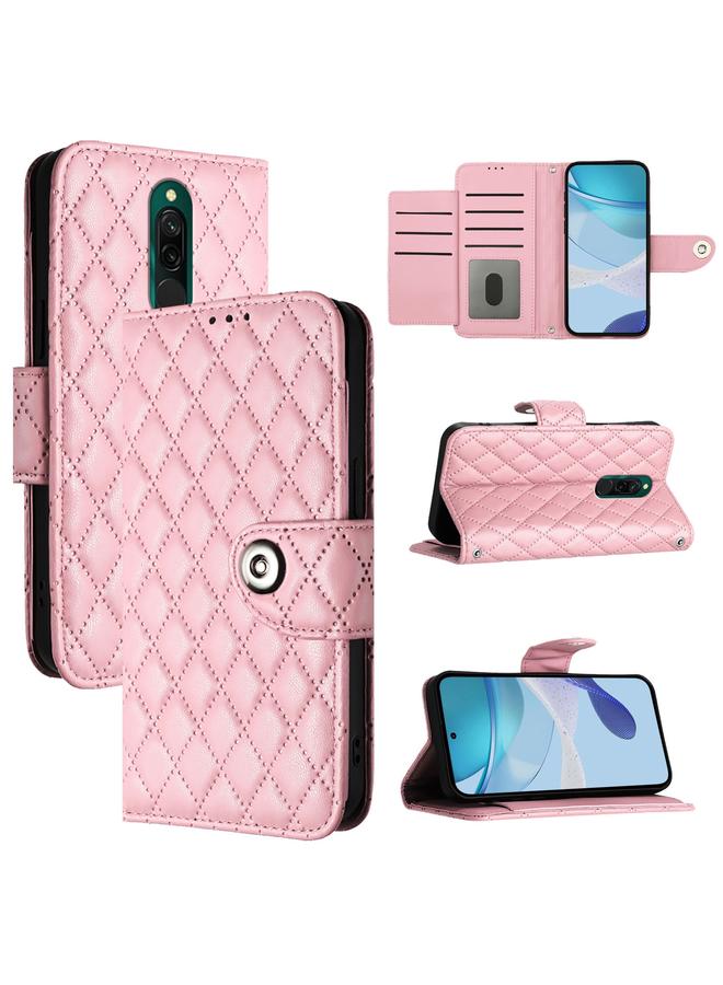 اس-توب جراب هاتف Redmi 8 جراب هاتف جلدي قلاب بملمس معيني مع حبل - Image 1