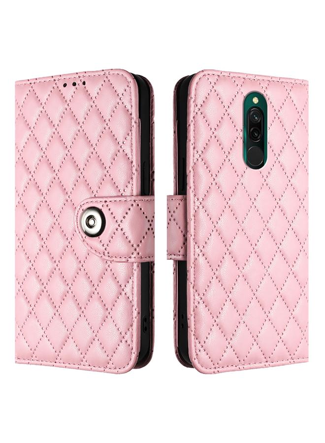 اس-توب جراب هاتف Redmi 8 جراب هاتف جلدي قلاب بملمس معيني مع حبل - Image 2