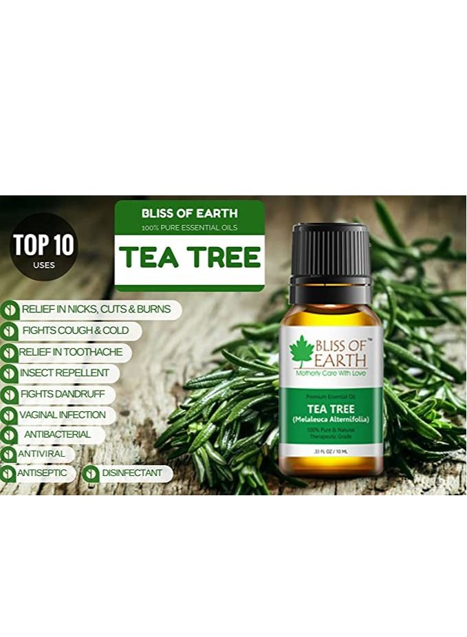 BLISS OF EARTH Bliss of earth Premium Australian Tea Tree Sweet Orange Cedarwood Essential oil Pure Organic Natural Therapeutic Grade Combo 10ml Pack of 3 - Image 2