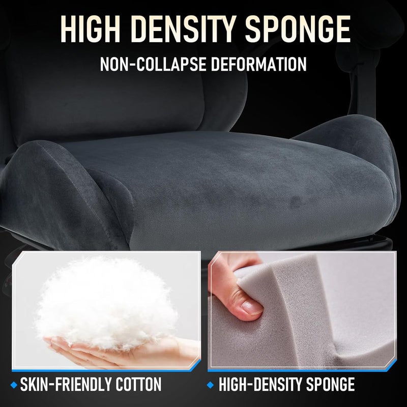 Computer Chair With Footrest, Ergonomic Office Gaming Chair, Height Adjustable And Lumbar Support Game Chair, Comfortable Fabric 360° Swivel Chair For Adults, Gray - Image 4