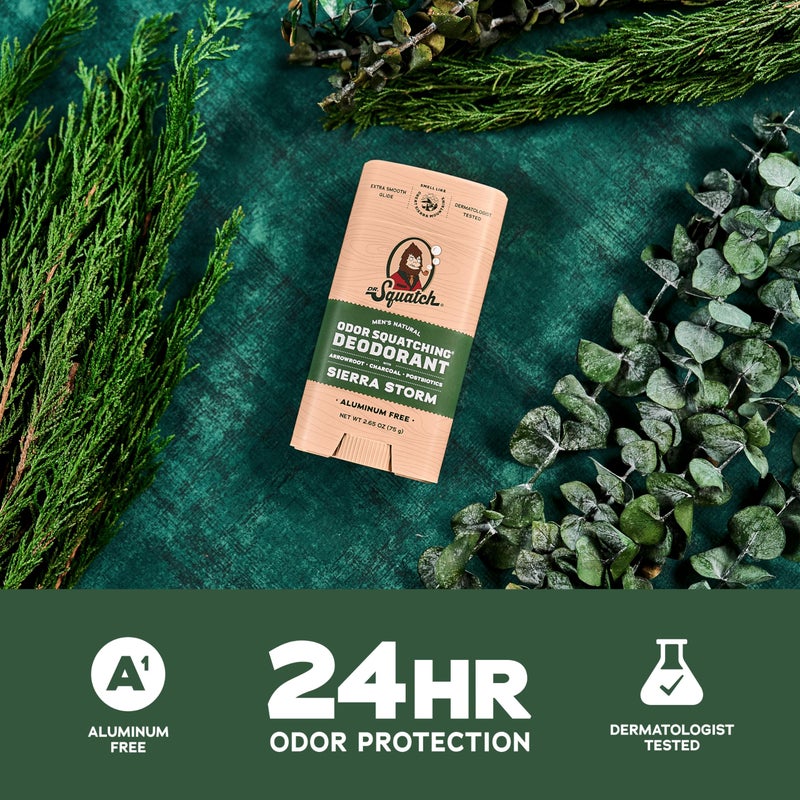 Dr. Squatch مزيل العرق الطبيعي للرجال من دكتور سكووتش - عاصفة سييرا - رائحة مثل سيكويا الجبال العملاقة - مزيل عرق للرجال خالي من الألمنيوم (2.65 أونصة، 3 عبوات) - Image 3