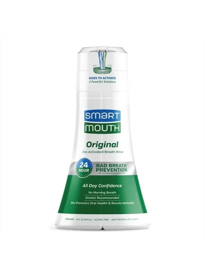SmartMouth Original Activated Mouthwash - Oral Rinse for 24-Hour Bad Breath Relief with Twice Daily Use - Fresh Mint Flavor, 16 fl oz - Image 1