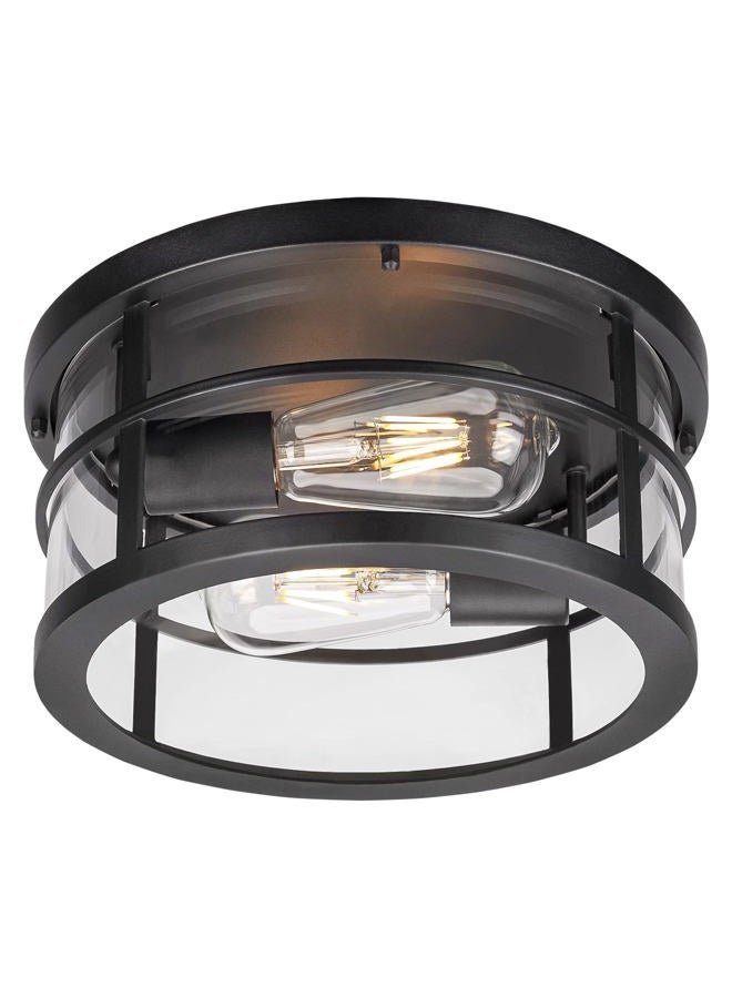 Darkaway Flush Mount Ceiling Light, 11.6 Inch Industrial Ceiling Light Fixture Outdoor Indoor Close to Ceiling with Clear Glass Shade for Hallway Balcony Porch Kitchen Living Room 2-Light - Image 1