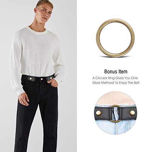 WHIPPY No Buckle Stretch No Show Belt for Men 1.38 inches Wide, Buckless Invisible Elastic Belt for Jeans Pants (Black, Small Size 30-48 inches) - Image 3