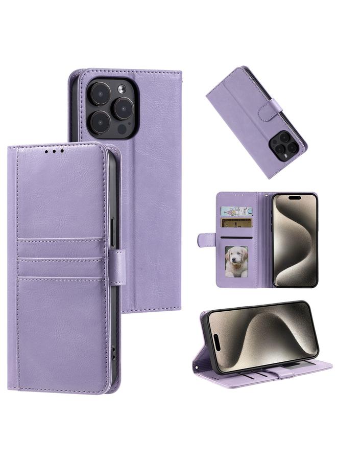 زبون جراب هاتف جلدي بسيط لهاتف iPhone 13 Pro Max، محفظة بسعة 6 بطاقات - Image 1