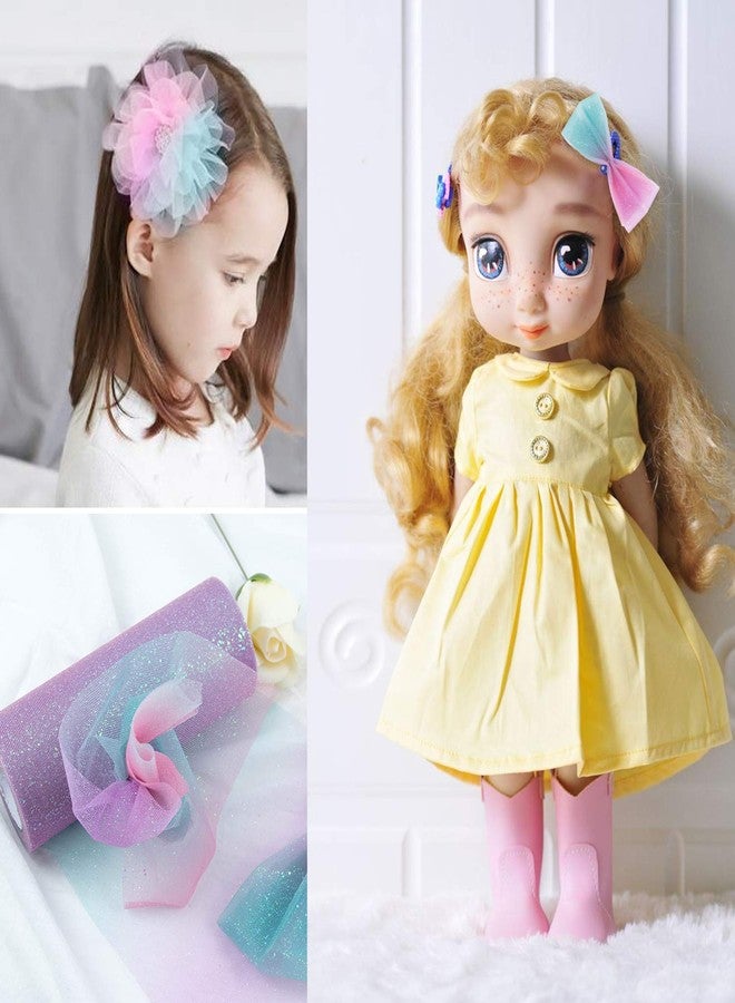 أوير AUEAR، عبوة من قطعتين من لفائف التول اللامع بألوان قوس قزح لتزيين مفارش الطاولات، وأوشحة الكراسي، وربطات الشعر، وحفلات الزفاف، وحفلات وحيد القرن، وتنانير التوتو للحيوانات الأليفة، وأقمشة الخياطة والحرف اليدوية، وشرائط هدايا أعياد الميلاد (6 بوصات × 10 ياردات). - Image 3