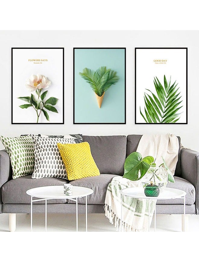 زي سي إم - هابي 3 قطع لوحات فنية لتزيين المدخل، تعلق على الحائط، غرفة النوم، غرفة المعيشة، الحمام، غرفة النوم، جدارية مقاس 40 × 60 سم - Image 1