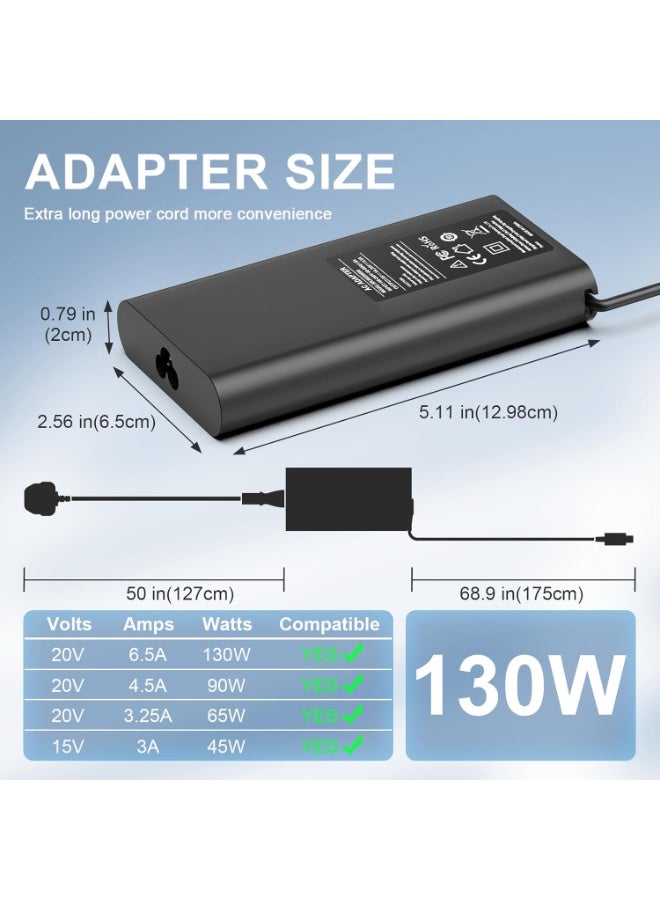 Terabyte 130W Type C Laptop Charger Compatible with Dell XPS 15 9500 9575 2in1 17 9700 Precision 5530 5550 3550 3551 Latitude 7410 7310 7210 9410 9510 5520 5420 5410 USB C Power Adapter - Image 3