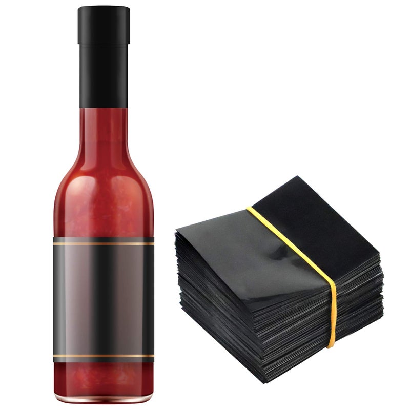 Morepack Black Shrink Bands,65x60 mm 200 Pieces Black Perforated Heat Shrink Wrap Sealer for Hot Sauce Bottles,Woozy Bottles and Beverage Bottles,Shrink Wrap Bands [Compatible Diameter Range: 1 1/4” – 1 1/2”] - Image 1