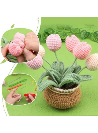 Crochet Kit for Beginners, Tulip Crochet Starter Kit Beginner for Complete Beginners Adults, Crocheting Knitting Kit with Step-by-Step Video Tutorials (Tulip) - view 4