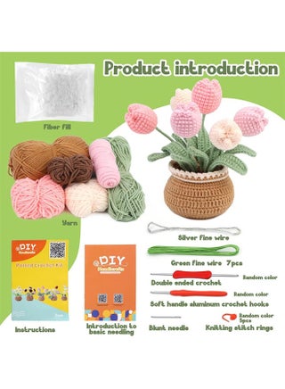 Crochet Kit for Beginners, Tulip Crochet Starter Kit Beginner for Complete Beginners Adults, Crocheting Knitting Kit with Step-by-Step Video Tutorials (Tulip) - view 2