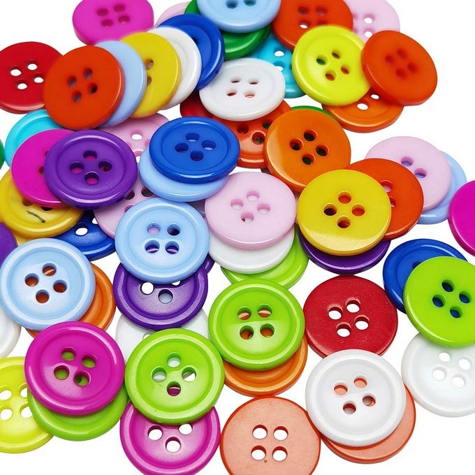 MIX COLOR PLASTIC RESIN CIRCLE BIG BUTTON 4 HOLES DIY CRAFT SEWING 5815MM RANDOM 100PCS MIX 5815MM