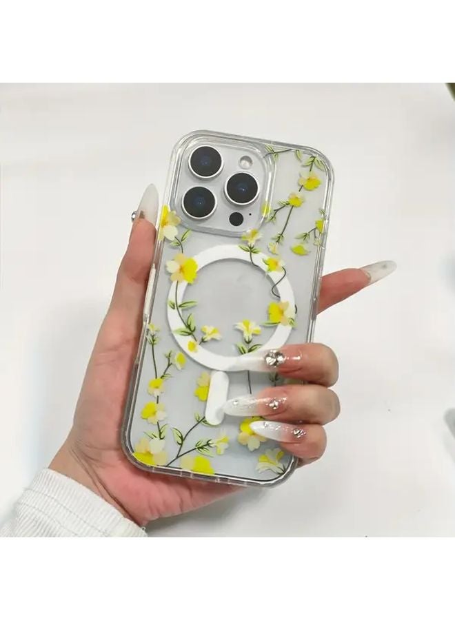 غلاف هاتف iPhone 16 Pro M12 اللون بزهرة ديزي الأنيقة الشفافة والمفرغة - Image 3