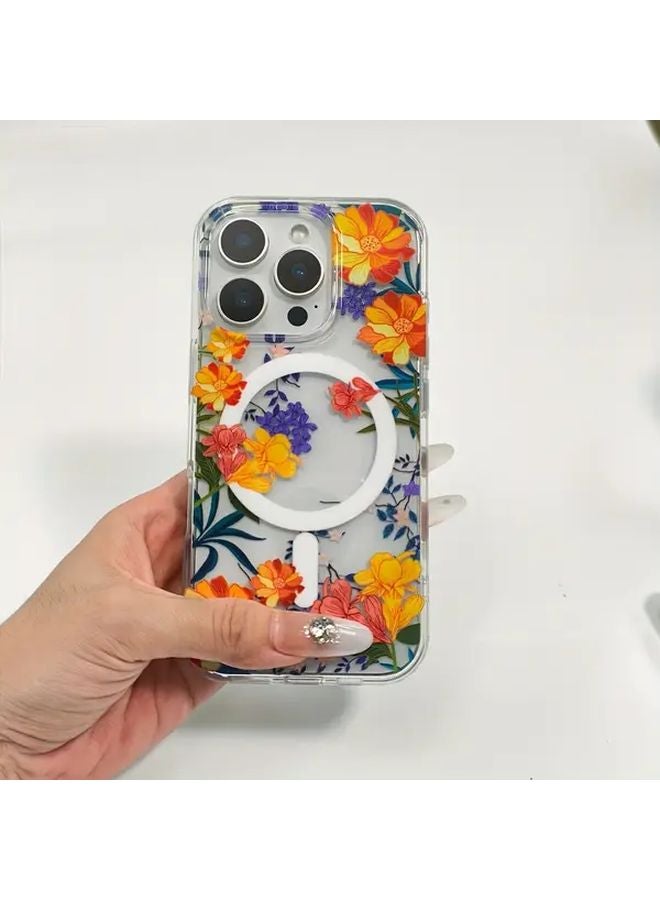 غلاف هاتف iPhone 16 Pro M12 اللون بزهرة ديزي الأنيقة الشفافة والمفرغة - Image 2