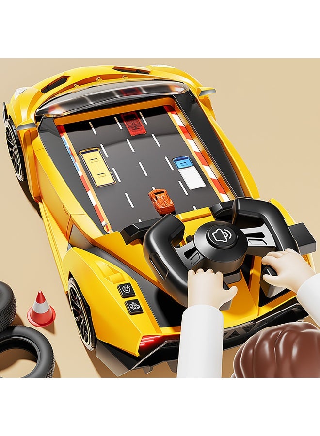 Kids Steering Wheel Racing Car Adventure Game with Music & Sound, Handheld Simulated Learning Driving Cars Toy Birthday Gift for Toddler Boys Girls Age 4+ Years, 33981 (Yellow)  - Image 1