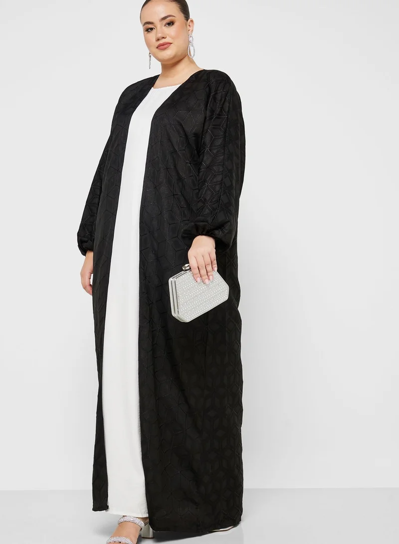 Hayas Closet Curve Balloon Sleeve Embellished Abaya
