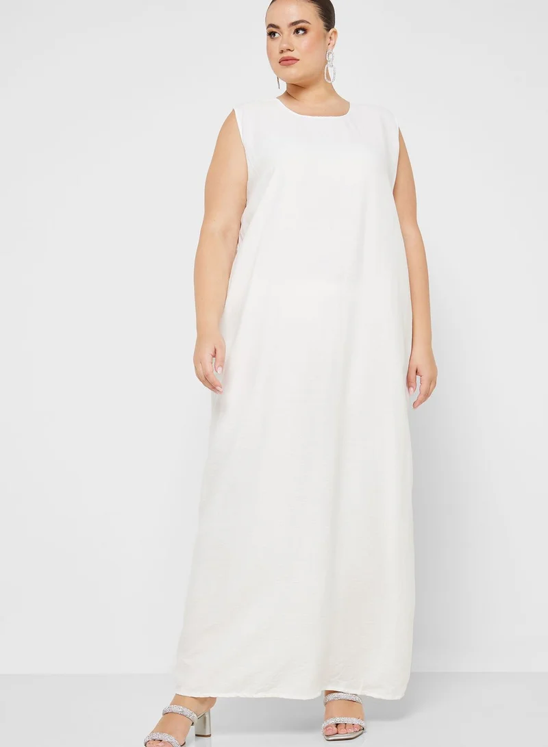 Hayas Closet Curve Balloon Sleeve Embellished Abaya