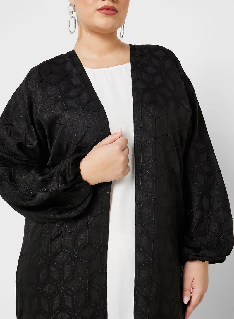 Hayas Closet Curve Balloon Sleeve Embellished Abaya