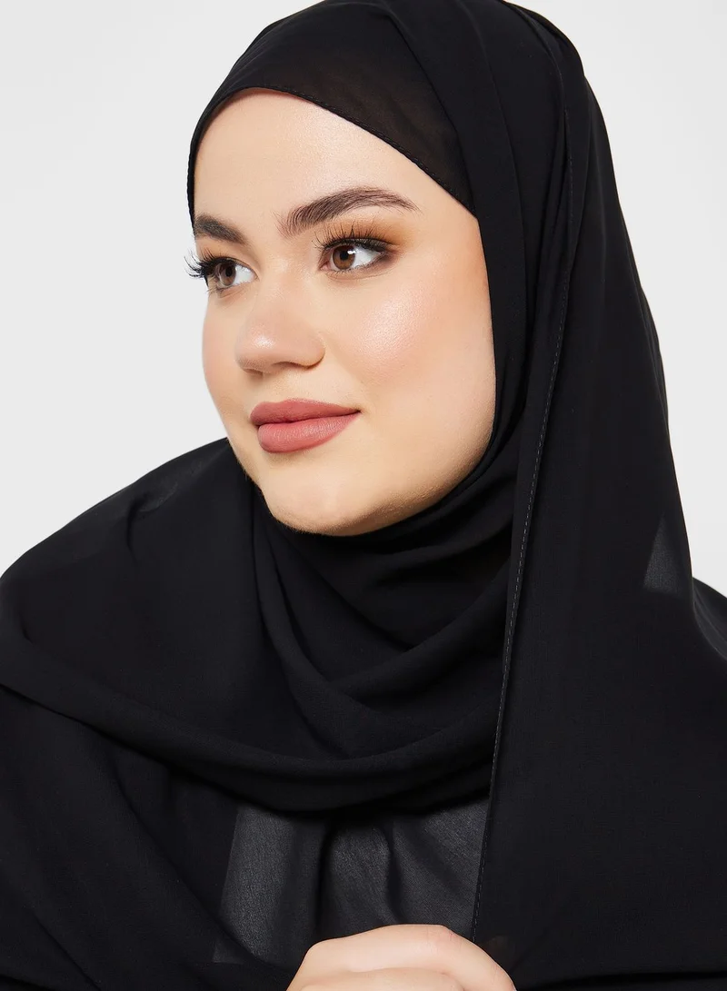 Hayas Closet Curve Balloon Sleeve Embellished Abaya