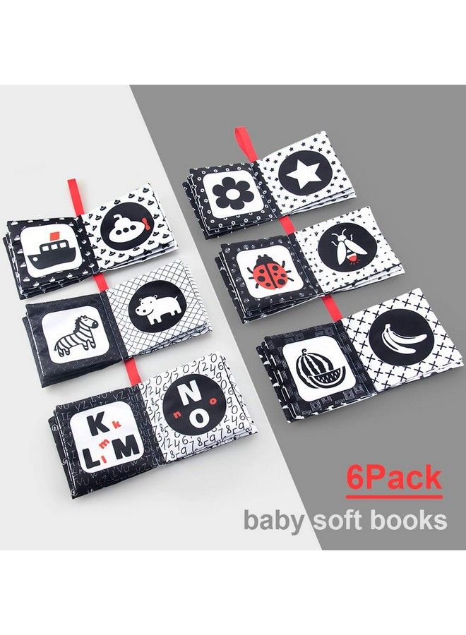 teytoy My First Soft Book, 6 Pcs Nontoxic Fabric Baby Cloth Activity Crinkle Soft Black And White Books For Infants Boys And Girls Early Educational Toys Perfect For Baby Shower - Image 5