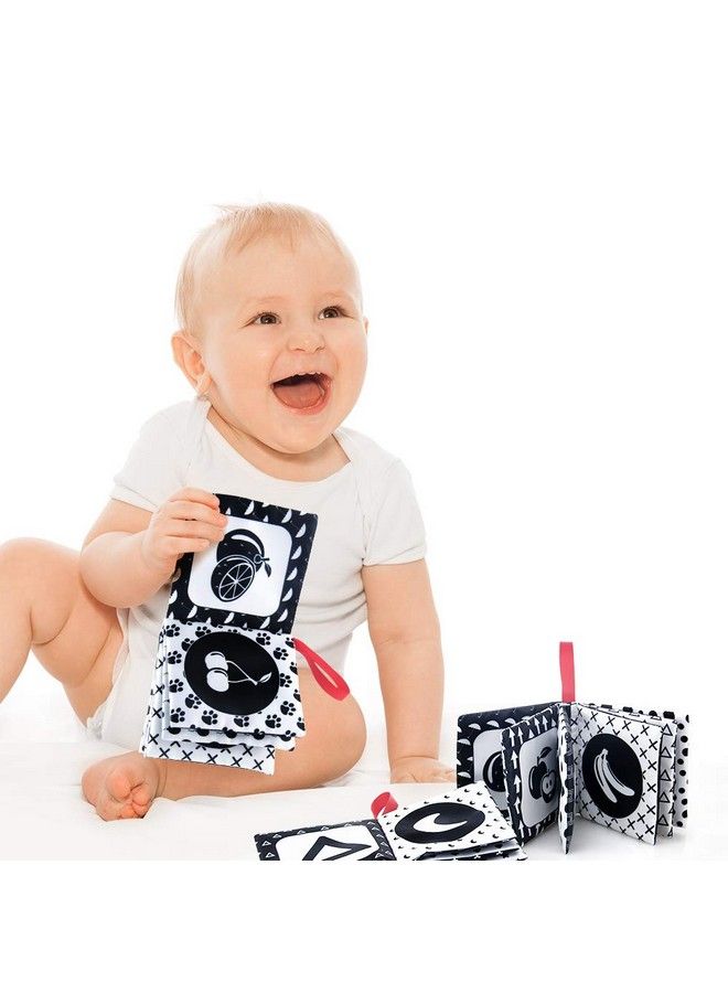 teytoy My First Soft Book, 6 Pcs Nontoxic Fabric Baby Cloth Activity Crinkle Soft Black And White Books For Infants Boys And Girls Early Educational Toys Perfect For Baby Shower - Image 3