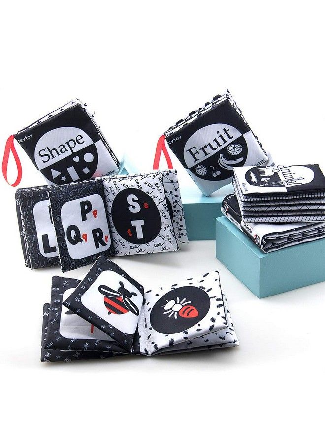 teytoy My First Soft Book, 6 Pcs Nontoxic Fabric Baby Cloth Activity Crinkle Soft Black And White Books For Infants Boys And Girls Early Educational Toys Perfect For Baby Shower - Image 4