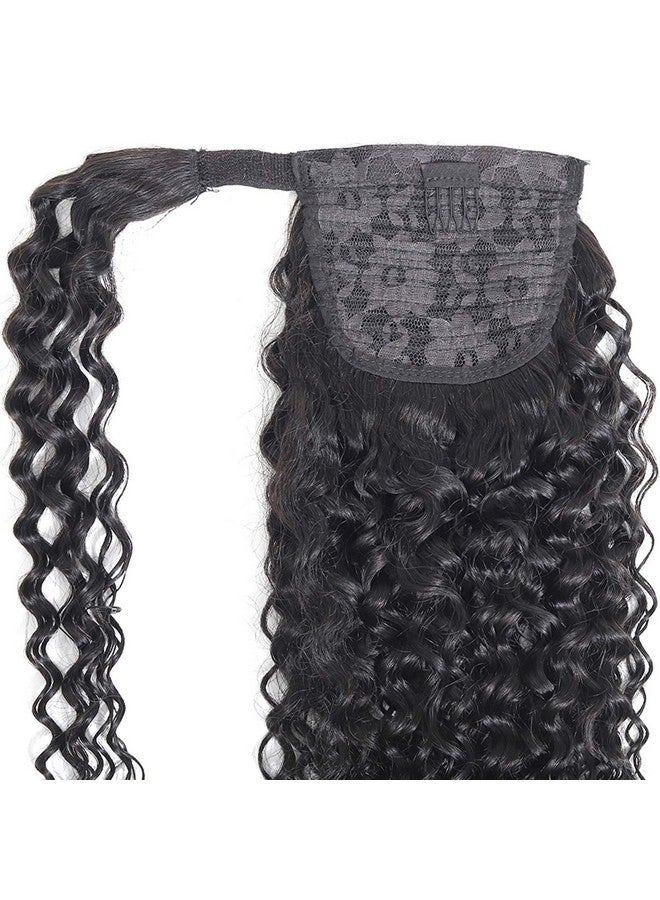 Feelgrace 3C Kinky Curly Ponytail Hair Extension Clip In Wrap Around Afro Curly Ponytail Hair Extension Brazilian Remy Ponytail Hairpiece Natural Black 130 Gram Full Hair Ponytail 18 Inch - Image 2