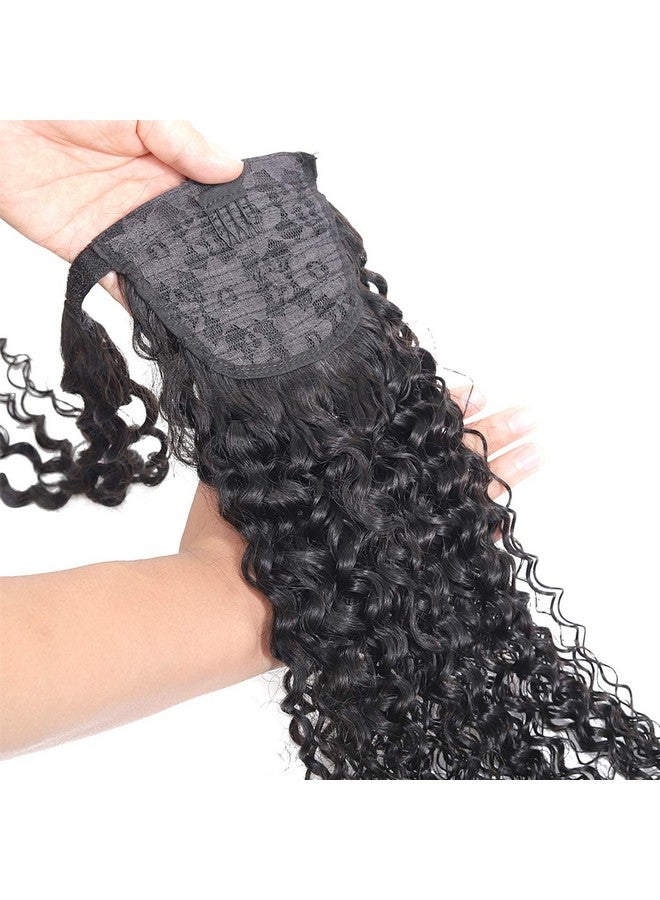 Feelgrace 3C Kinky Curly Ponytail Hair Extension Clip In Wrap Around Afro Curly Ponytail Hair Extension Brazilian Remy Ponytail Hairpiece Natural Black 130 Gram Full Hair Ponytail 18 Inch - Image 3