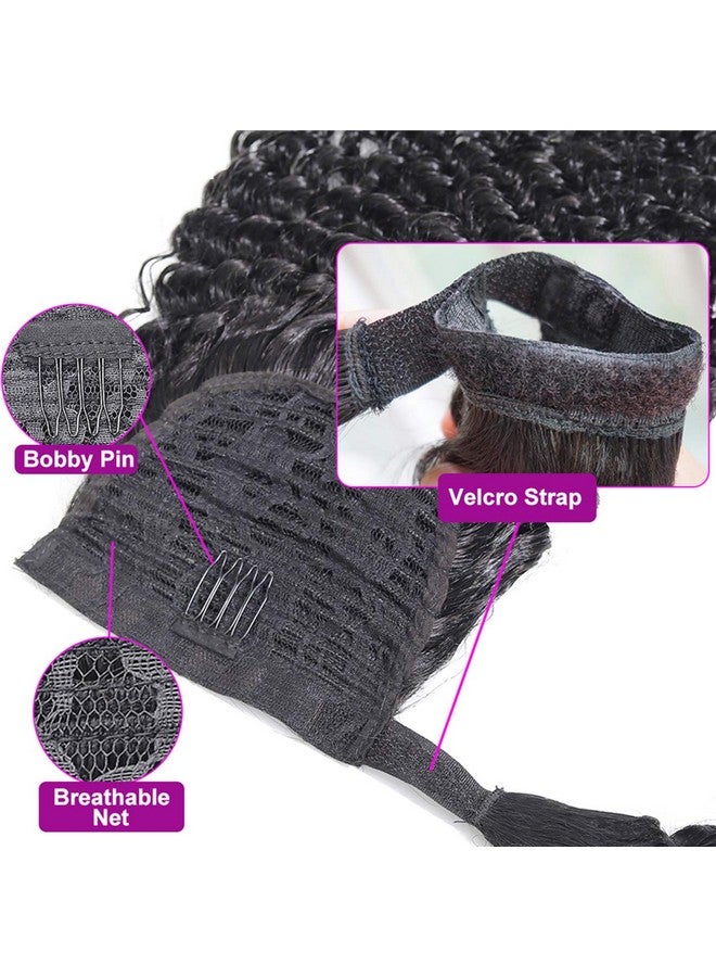 Feelgrace 3C Kinky Curly Ponytail Hair Extension Clip In Wrap Around Afro Curly Ponytail Hair Extension Brazilian Remy Ponytail Hairpiece Natural Black 130 Gram Full Hair Ponytail 18 Inch - Image 5