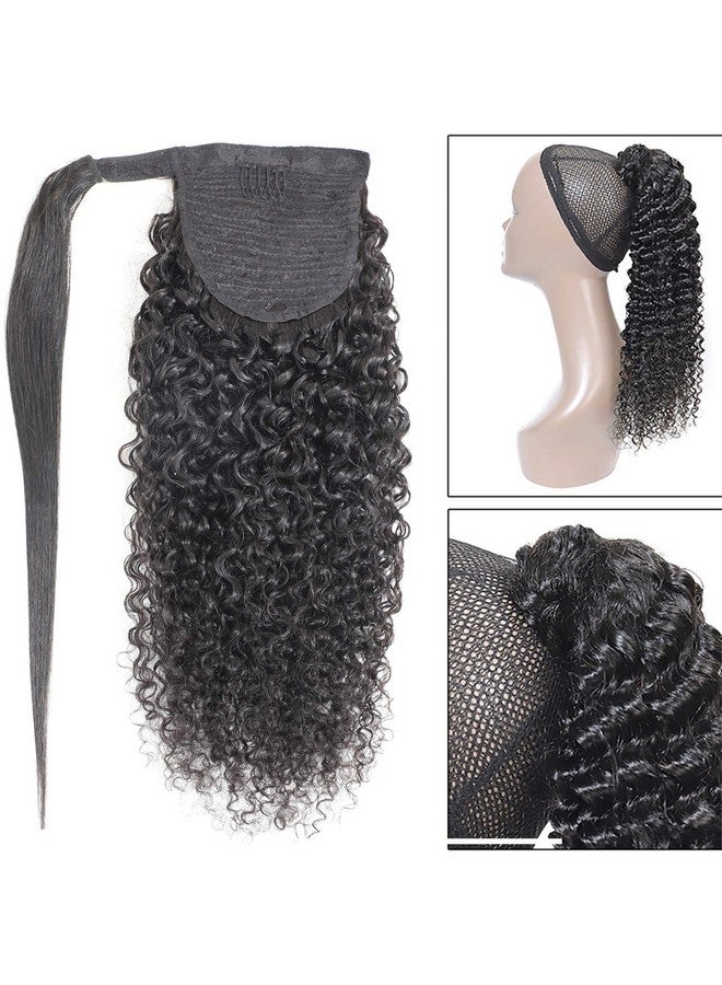 Feelgrace 3C Kinky Curly Ponytail Hair Extension Clip In Wrap Around Afro Curly Ponytail Hair Extension Brazilian Remy Ponytail Hairpiece Natural Black 130 Gram Full Hair Ponytail 18 Inch - Image 4