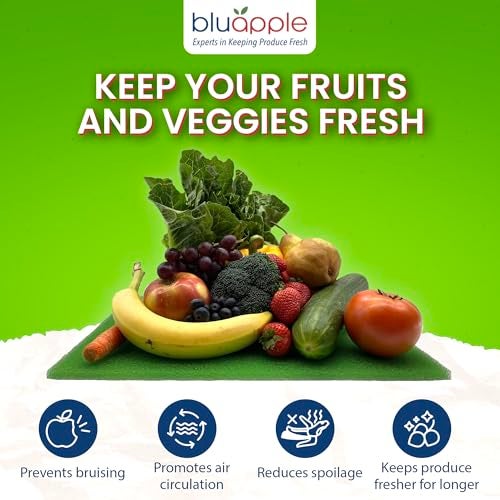 Bluapple FreshMats - Refrigerator Bin Liners, Fridge Drawer Mats - Keeps Produce Fresh Longer, Prevents Bruising, Promotes Air Circulation - BPA-Free Polyurethane Foam - (4-Piece Set, 12"x15", Green) - Image 2