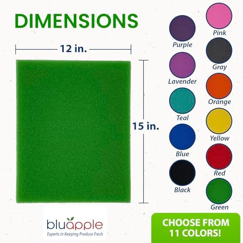 Bluapple FreshMats - Refrigerator Bin Liners, Fridge Drawer Mats - Keeps Produce Fresh Longer, Prevents Bruising, Promotes Air Circulation - BPA-Free Polyurethane Foam - (4-Piece Set, 12"x15", Green) - Image 4