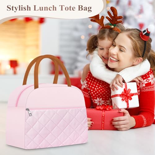 KUBYA Lunch Box for Women Adult Men Insulated Cute Quilted Lunch Bag Women Reusable Large Lunch Tote Bag Leakproof Simple Cooler Bag for Work Office Picnic Beach or Travel - Image 4