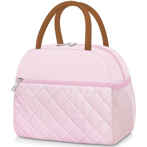 KUBYA Lunch Box for Women Adult Men Insulated Cute Quilted Lunch Bag Women Reusable Large Lunch Tote Bag Leakproof Simple Cooler Bag for Work Office Picnic Beach or Travel - Image 1