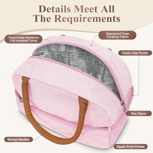 KUBYA Lunch Box for Women Adult Men Insulated Cute Quilted Lunch Bag Women Reusable Large Lunch Tote Bag Leakproof Simple Cooler Bag for Work Office Picnic Beach or Travel - Image 3