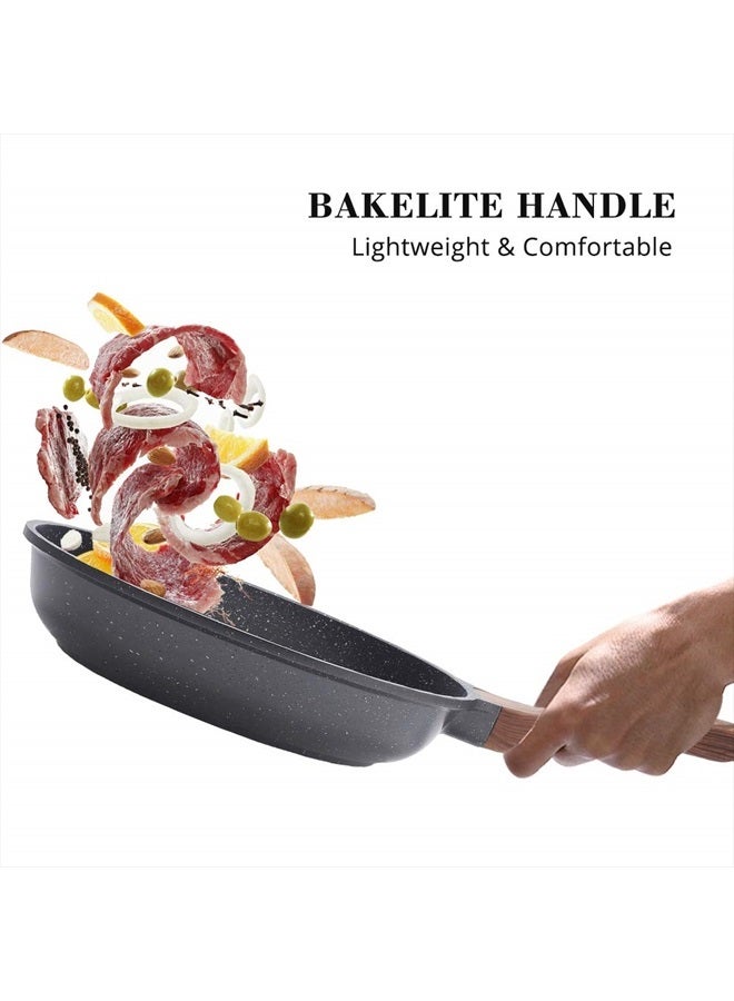 Sensarte Nonstick Frying Pan Skillet with Lid, Swiss Granite Coating Omelette with Cover, Healthy Cookware Chef's with Top, PFOA Free (8" + Glass Lid)  - Image 3
