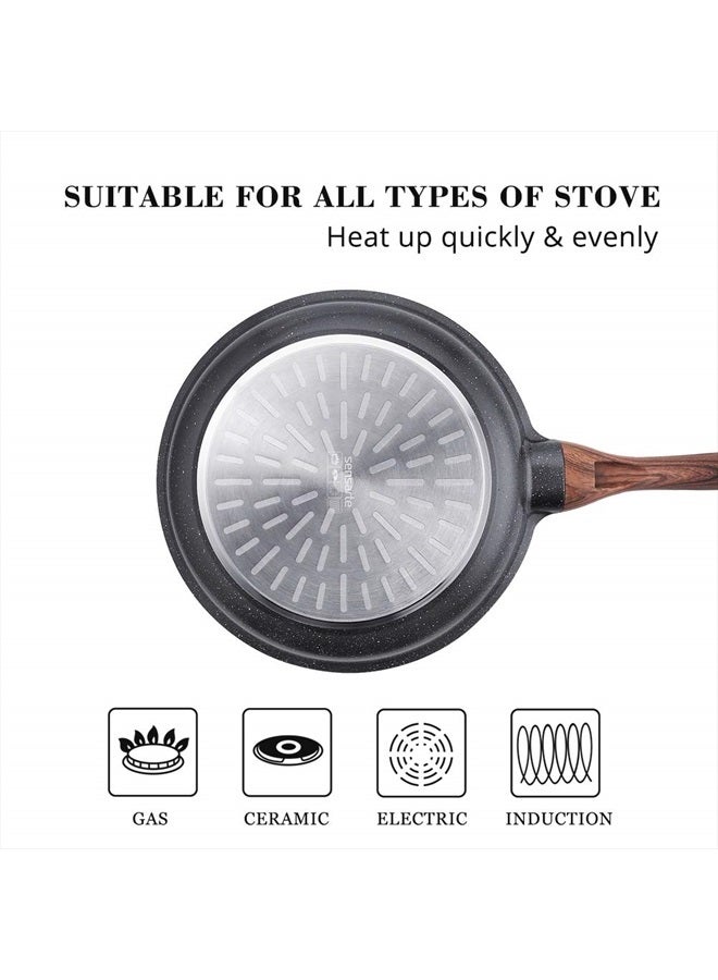 Sensarte Nonstick Frying Pan Skillet with Lid, Swiss Granite Coating Omelette with Cover, Healthy Cookware Chef's with Top, PFOA Free (8" + Glass Lid)  - Image 5