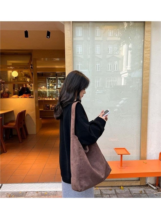 Corduroy Tote Bag for Women Large Shoulder Bag Stylish Purse Trendy Handbag for Work Library Travel (A01-Coffee) - Image 2