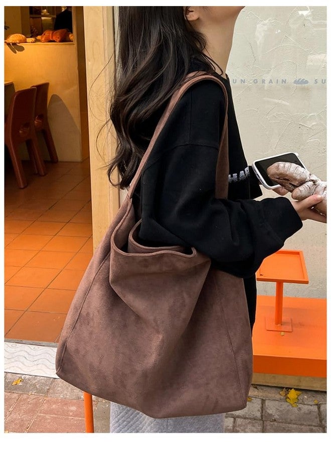 Corduroy Tote Bag for Women Large Shoulder Bag Stylish Purse Trendy Handbag for Work Library Travel (A01-Coffee) - Image 3