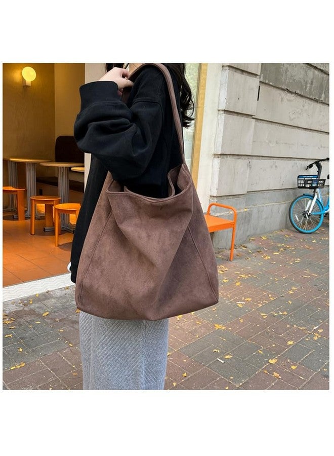 Corduroy Tote Bag for Women Large Shoulder Bag Stylish Purse Trendy Handbag for Work Library Travel (A01-Coffee) - Image 1