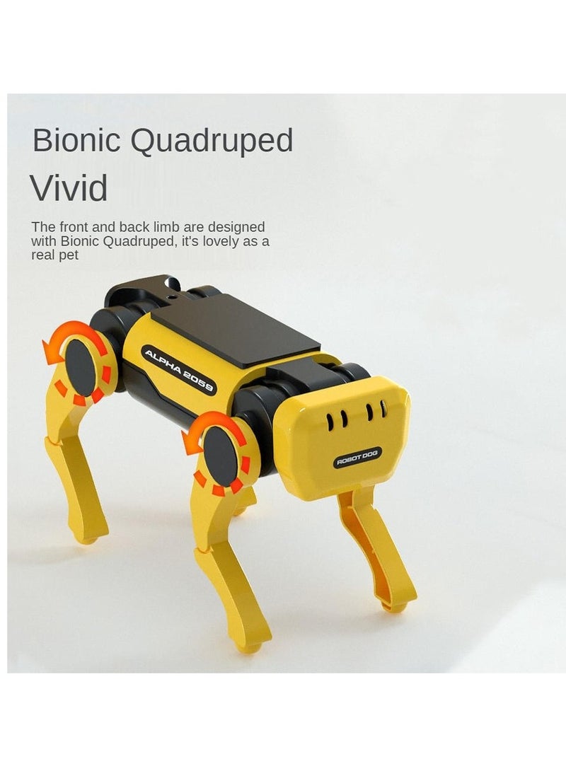 Solar Powered Electric Mechanical Dog, Science and Education Solar Energy Robot Dog, Upgraded DIY Technology Gadget for Parents Seniors, Early Development, Great Gift for Kids, (Yellow) - Image 2