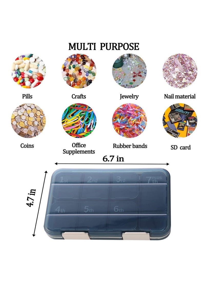 KASTWAVE - 7 Day Portable Vitamin Container with 6 Compartments and 1 XL Compartment Our Extra Large Pill Box Organizer for Medicine Fish Oil and Supplements Blue - Image 1