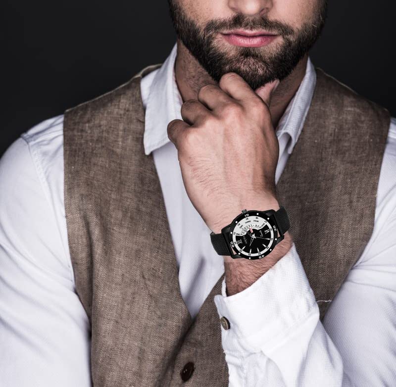 Matrix Men Silicone Analogue Day & Day Wrist Watch for Boys (Black Band and Dial) - Image 4