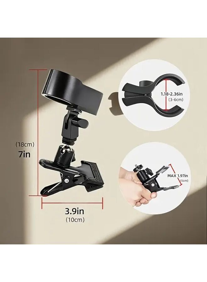 Heavy Duty Adjustable Microphone Stand Holder With Metal Clamp Sturdy Black - Image 4